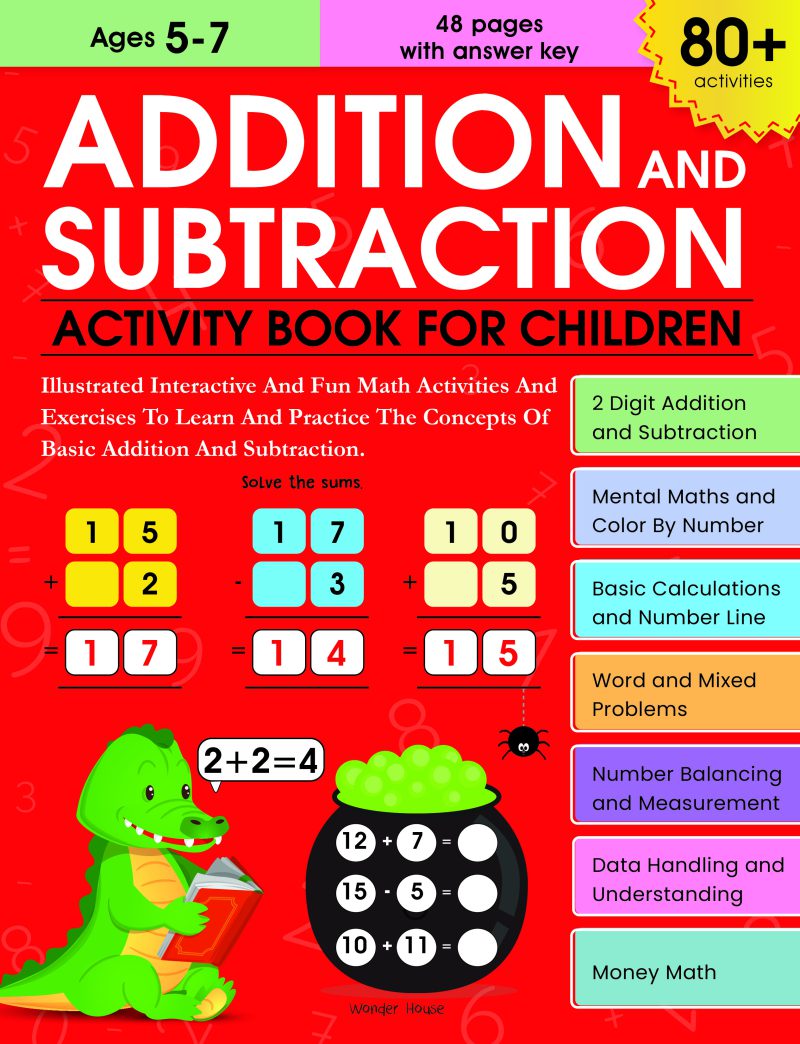 Addition and Subtraction Activity Book For Children 80 Activities ...