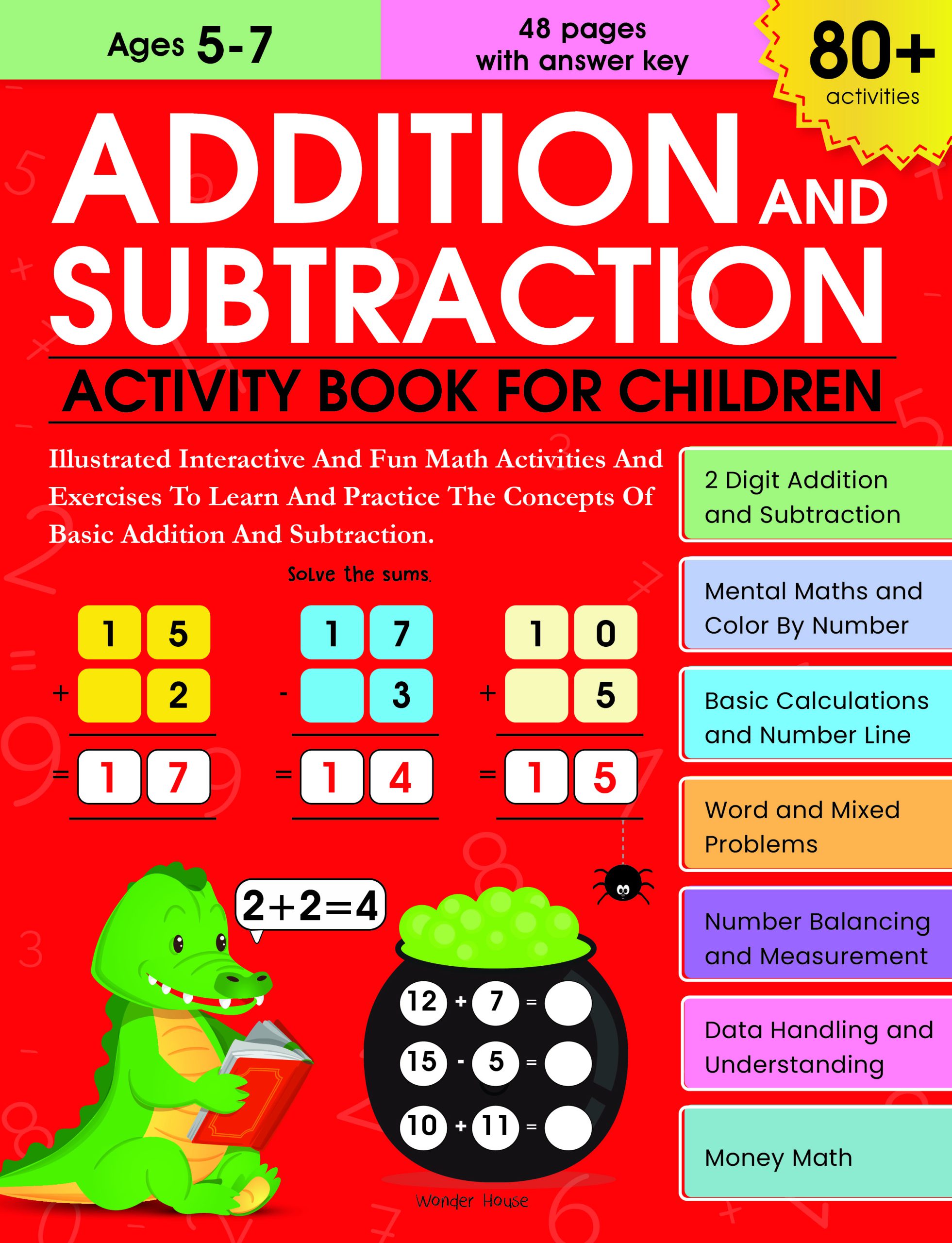 Addition and Subtraction Activity Book For Children 80 Activities ...