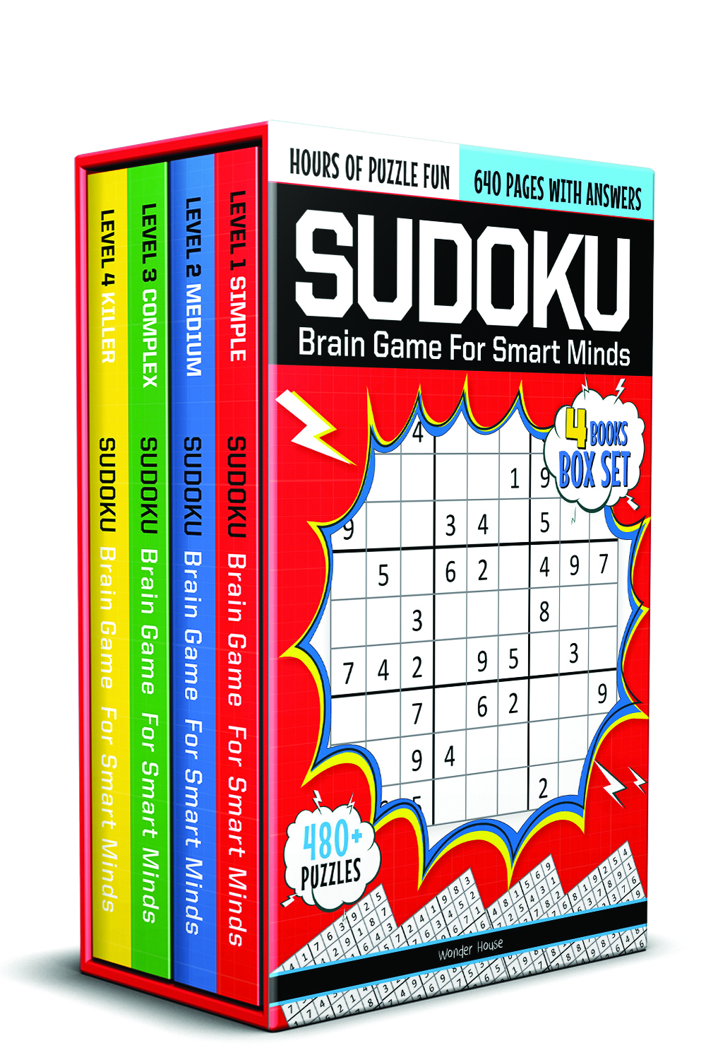 9789354403927 Sudoku-Brain Games For Smart Minds Box Set of 4 Books : Brain Booster Puzzles for Kids,480+ Fun Game - تصویر 1