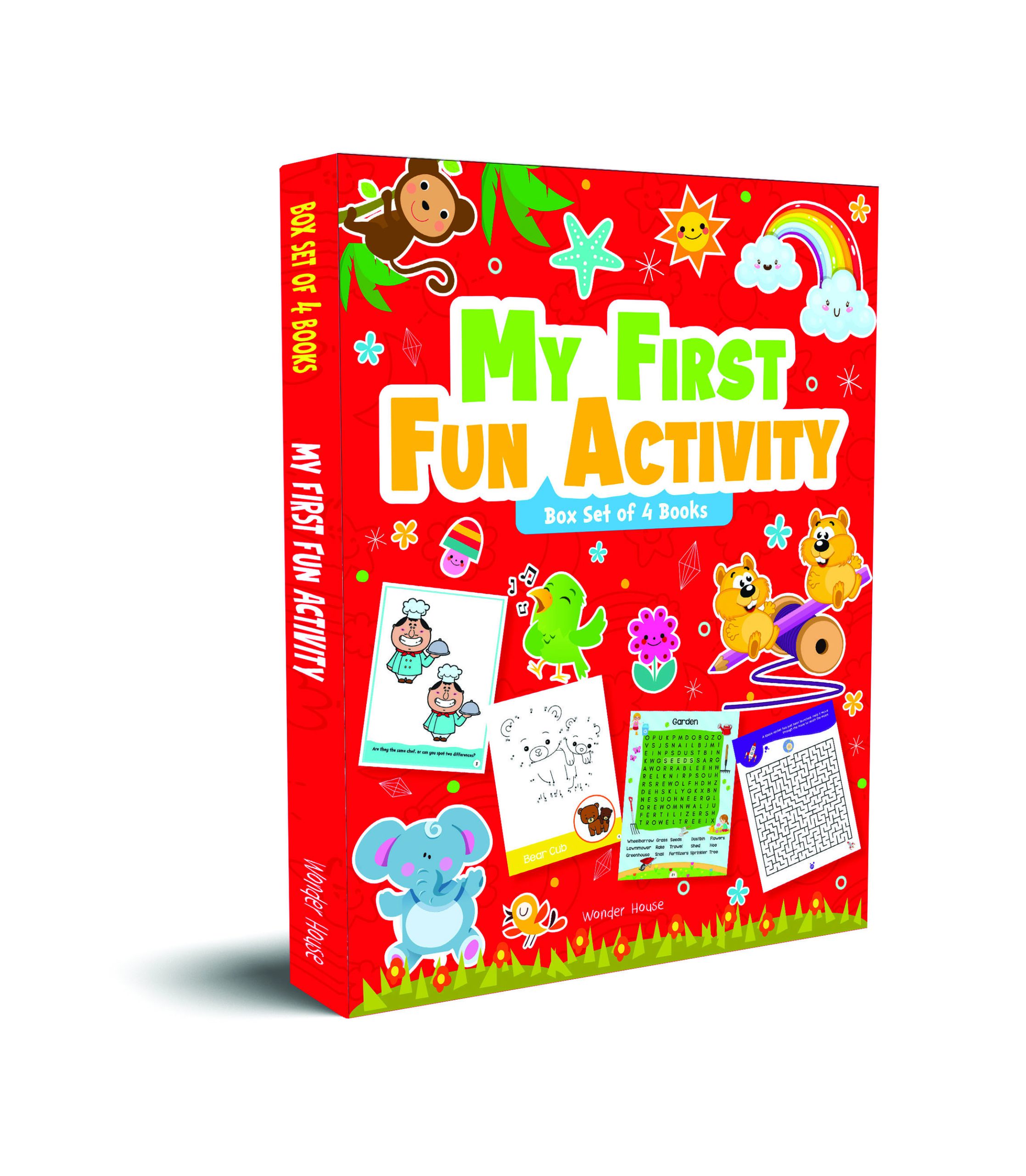 9789389717556 My First Fun Activity Boxset of 4 Books: Spot the Difference, Mazes, Word Search & Dot to Dot - Image 1